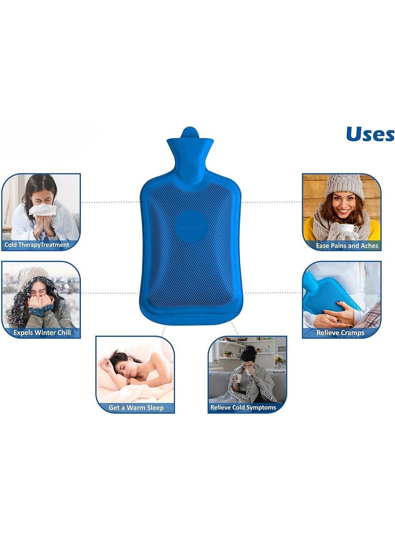 قربة مياه حرارية مطاطية سعة 2.5 لتر بتصميم مضلع لتوزيع الحرارة - مثالية لتخفيف تقلصات الجسم والآلام - تصميم آمن ومانع للتسريب - Image 3